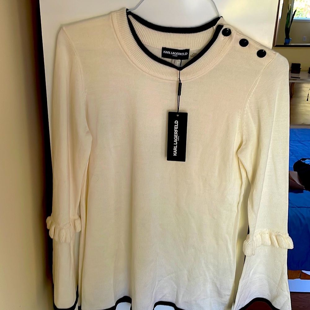 Karl Lagerfeld brand new white sweater with bell sleeves